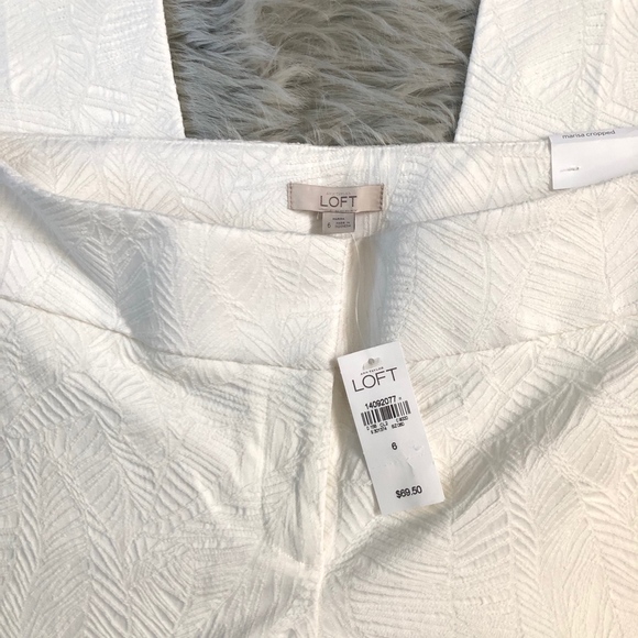 NWT Loft Cropped Palm Leaf Texture Pants - Picture 2 of 5